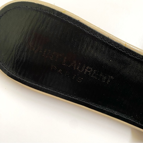 SAINT LAURENT beige tan Bianca knot flat slide sandals - Picture 6 of 10